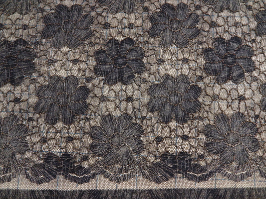 Dark Blue Metallic Variegated Floral Lace - Telio