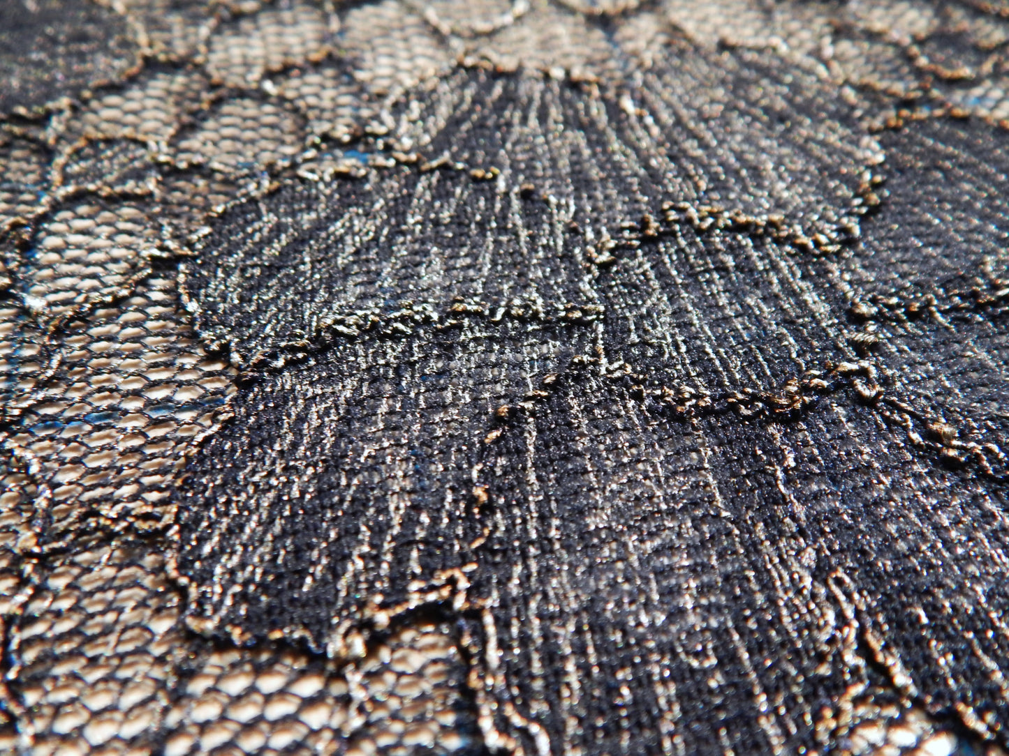 Dark Blue Metallic Variegated Floral Lace - Telio