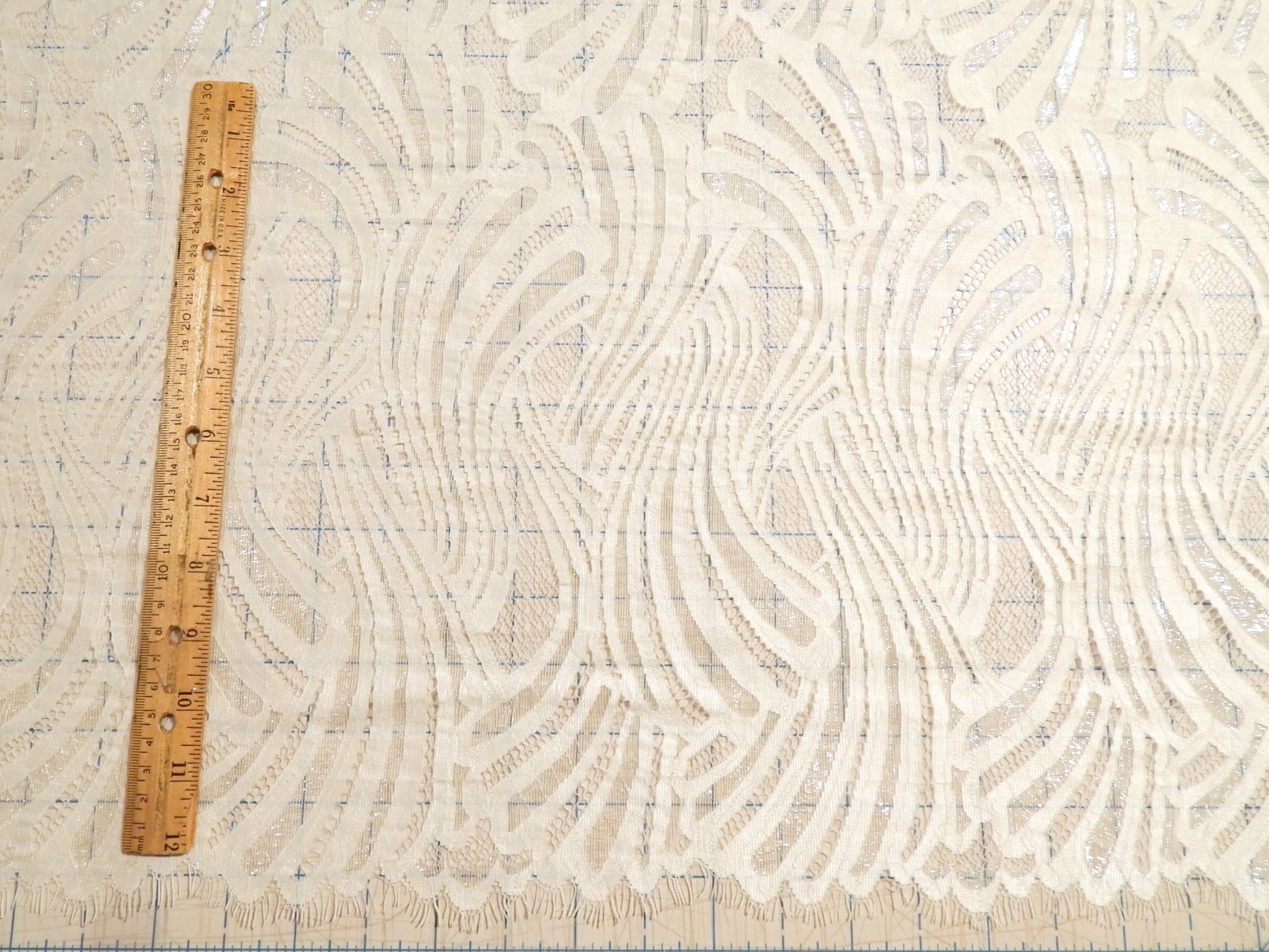 white wedding scalloped panel lace deadstock lace fabric