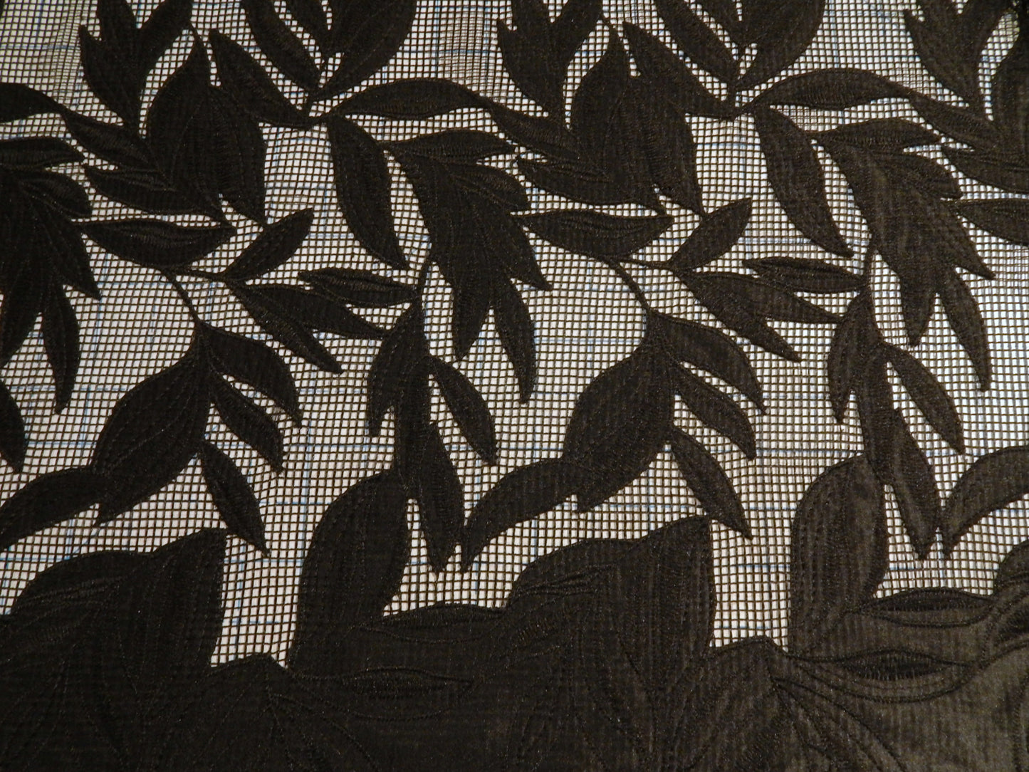 Black Hatched Satin Applique Lace - Telio