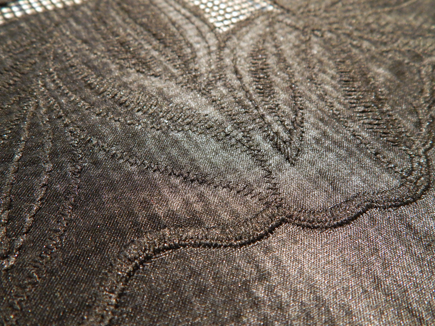 Black Hatched Satin Applique Lace - Telio