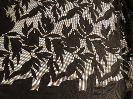 Black Hatched Satin Applique Lace - Telio