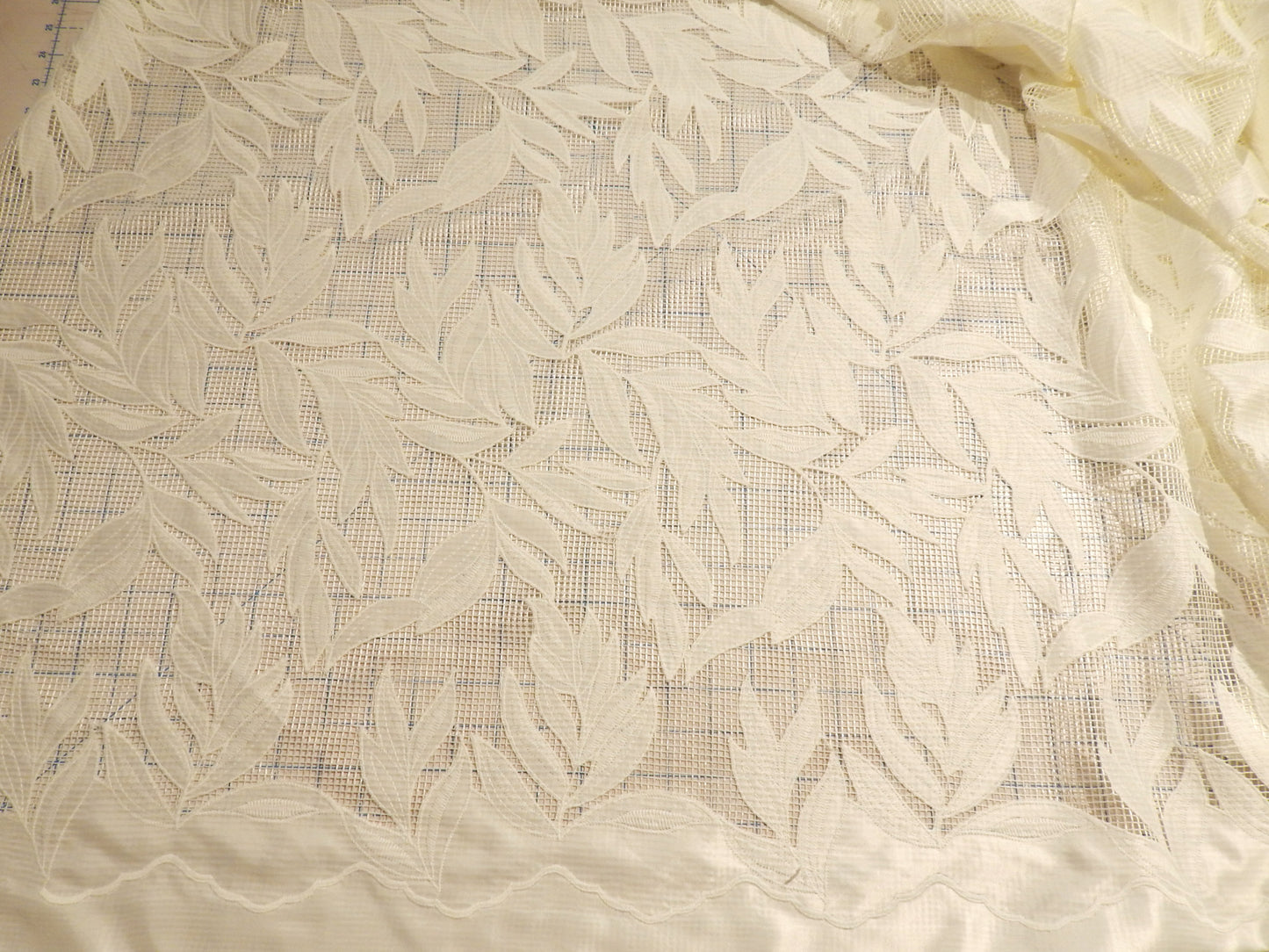 White Hatched Satin Applique Lace - Telio