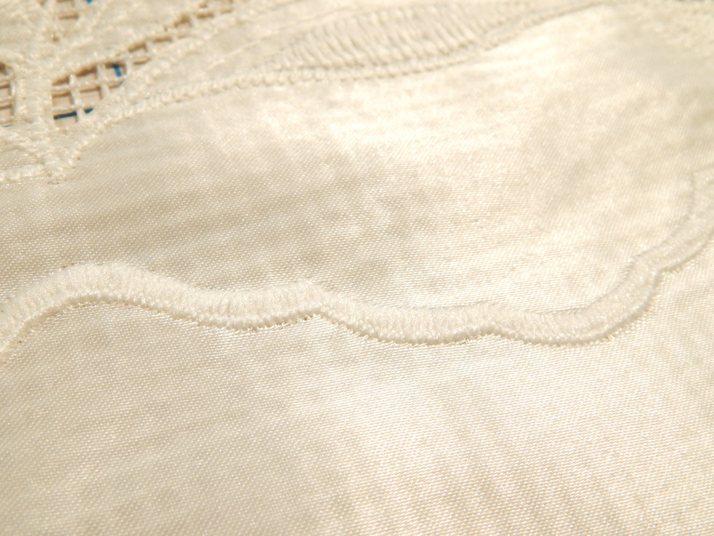 White Hatched Satin Applique Lace - Telio