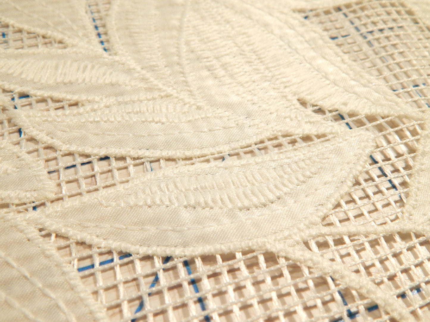 White Hatched Satin Applique Lace - Telio