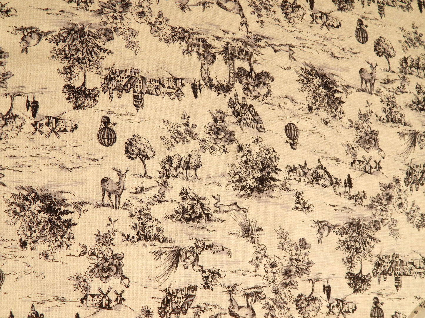 Black and Ivory Toile - Kokka Vintage Style Dobby