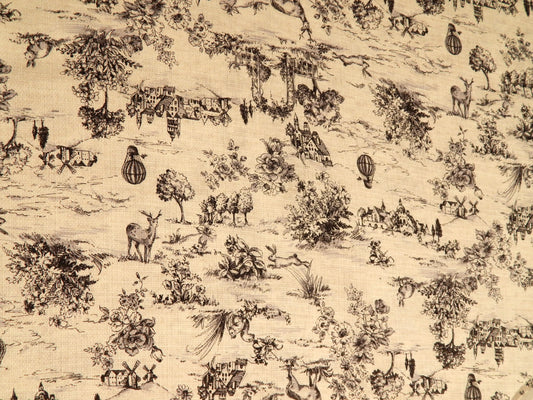 Black and Ivory Toile - Kokka Vintage Style Dobby