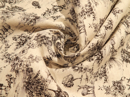 Black and Ivory Toile - Kokka Vintage Style Dobby