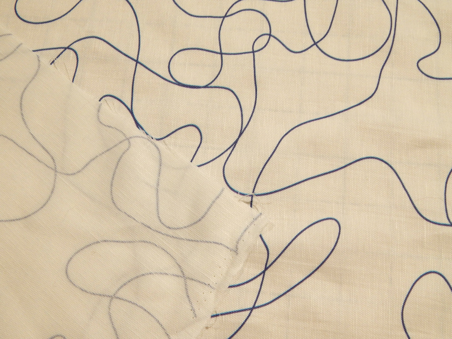 Blue & White Squiggle Linen