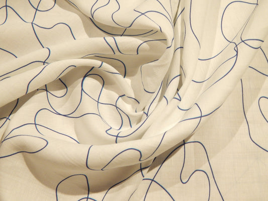 Blue & White Squiggle Linen