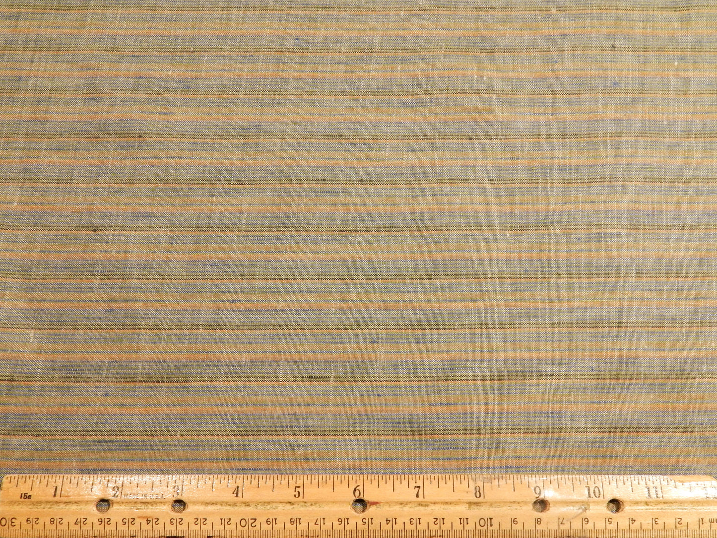 Polish Green, Orange, Blue, and Tan Striped Linen