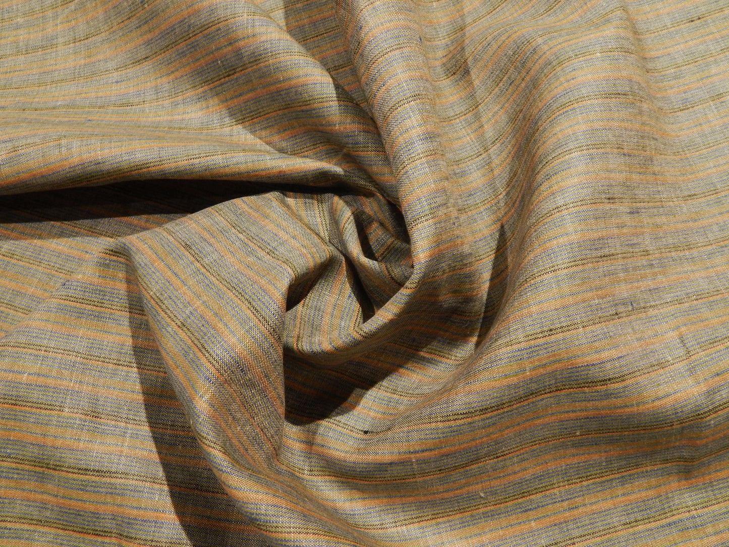 Polish Green, Orange, Blue, and Tan Striped Linen