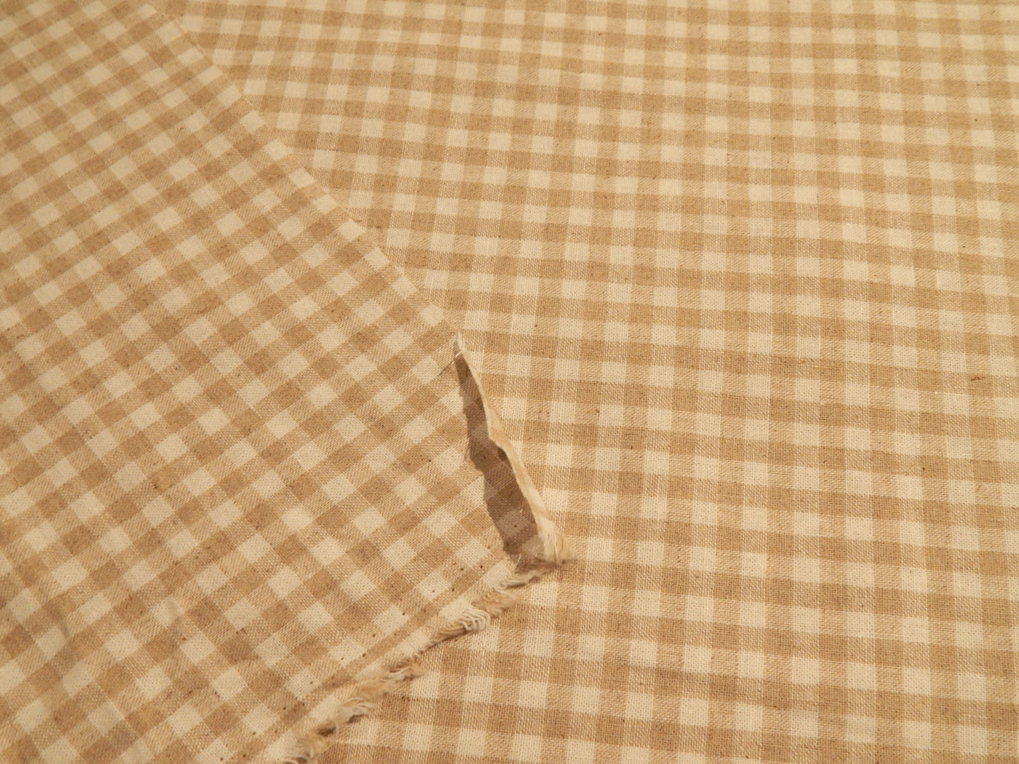 Natural Taupe Gingham Linen Blend - Robert Kaufman