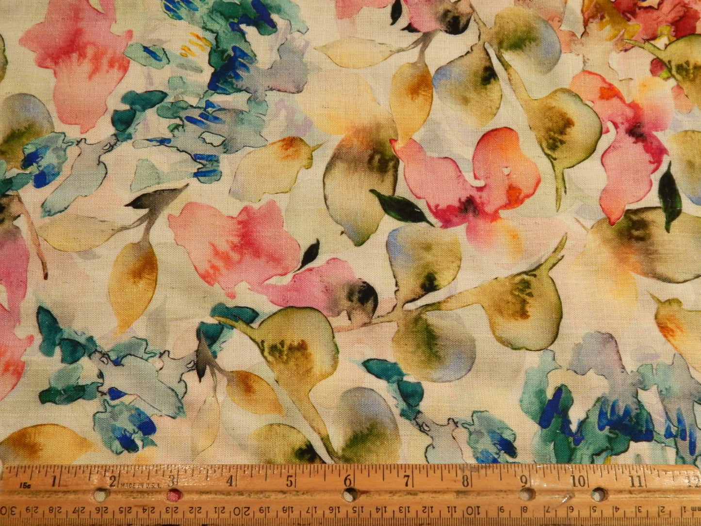 Bright Pink & Sage Floral Linen/Rayon Blend - Telio