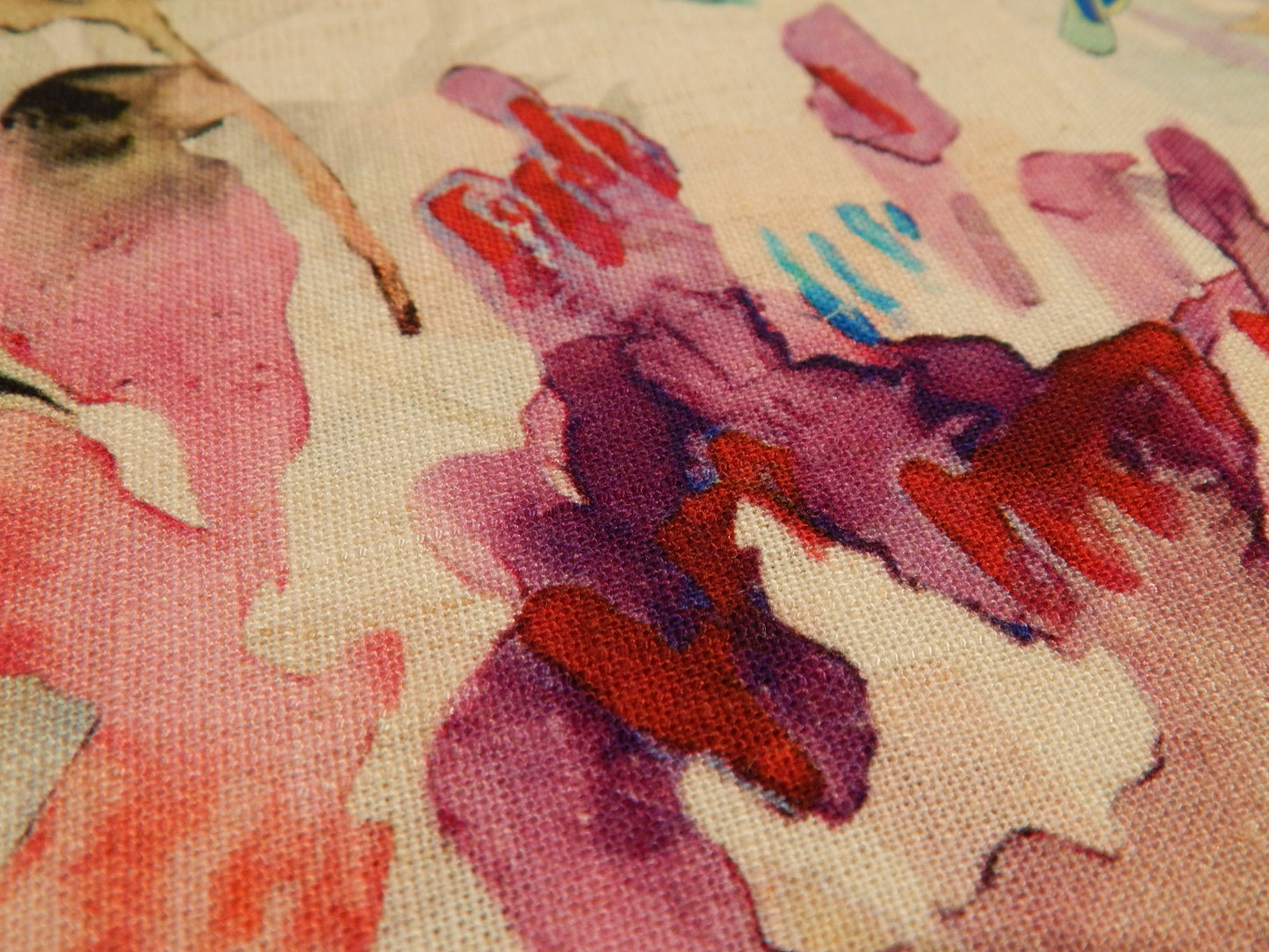 Bright Pink & Sage Floral Linen/Rayon Blend - Telio