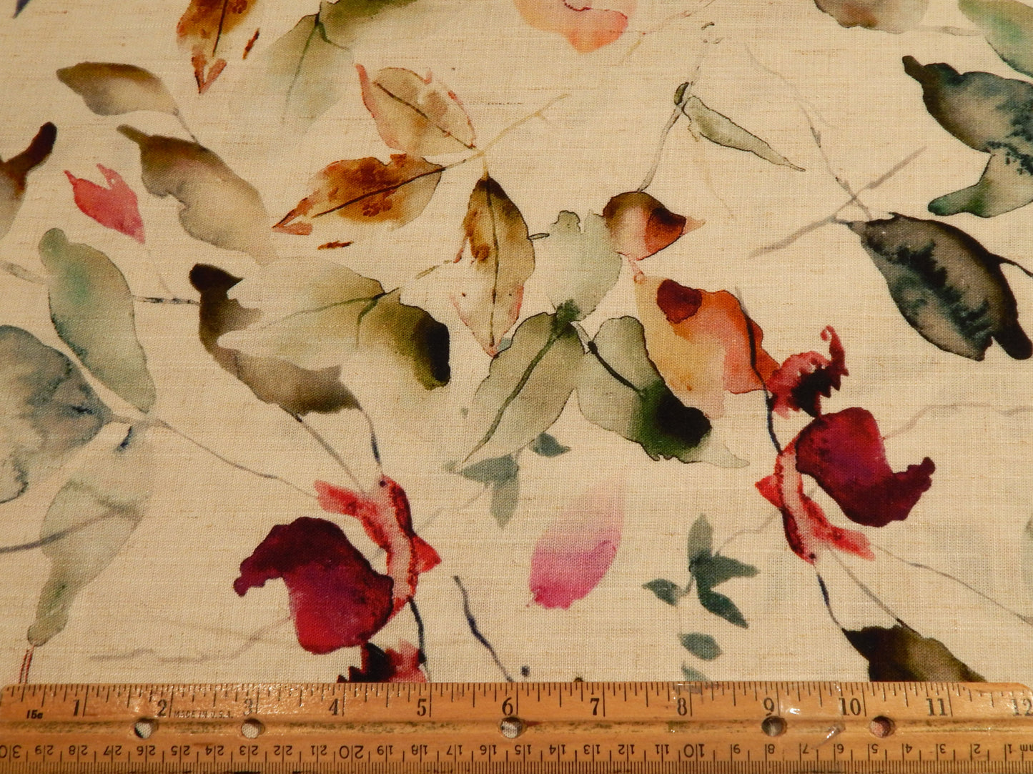 Muted Sage & Wine Floral Linen/Rayon Blend - Telio - REMNANT