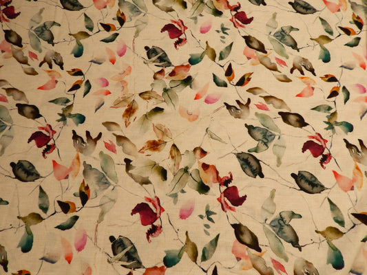 Muted Sage & Wine Floral Linen/Rayon Blend - Telio