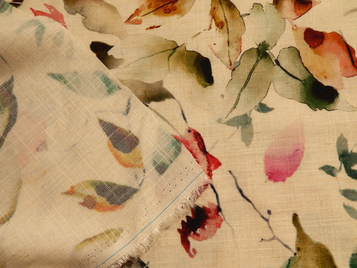 Muted Sage & Wine Floral Linen/Rayon Blend - Telio - REMNANT