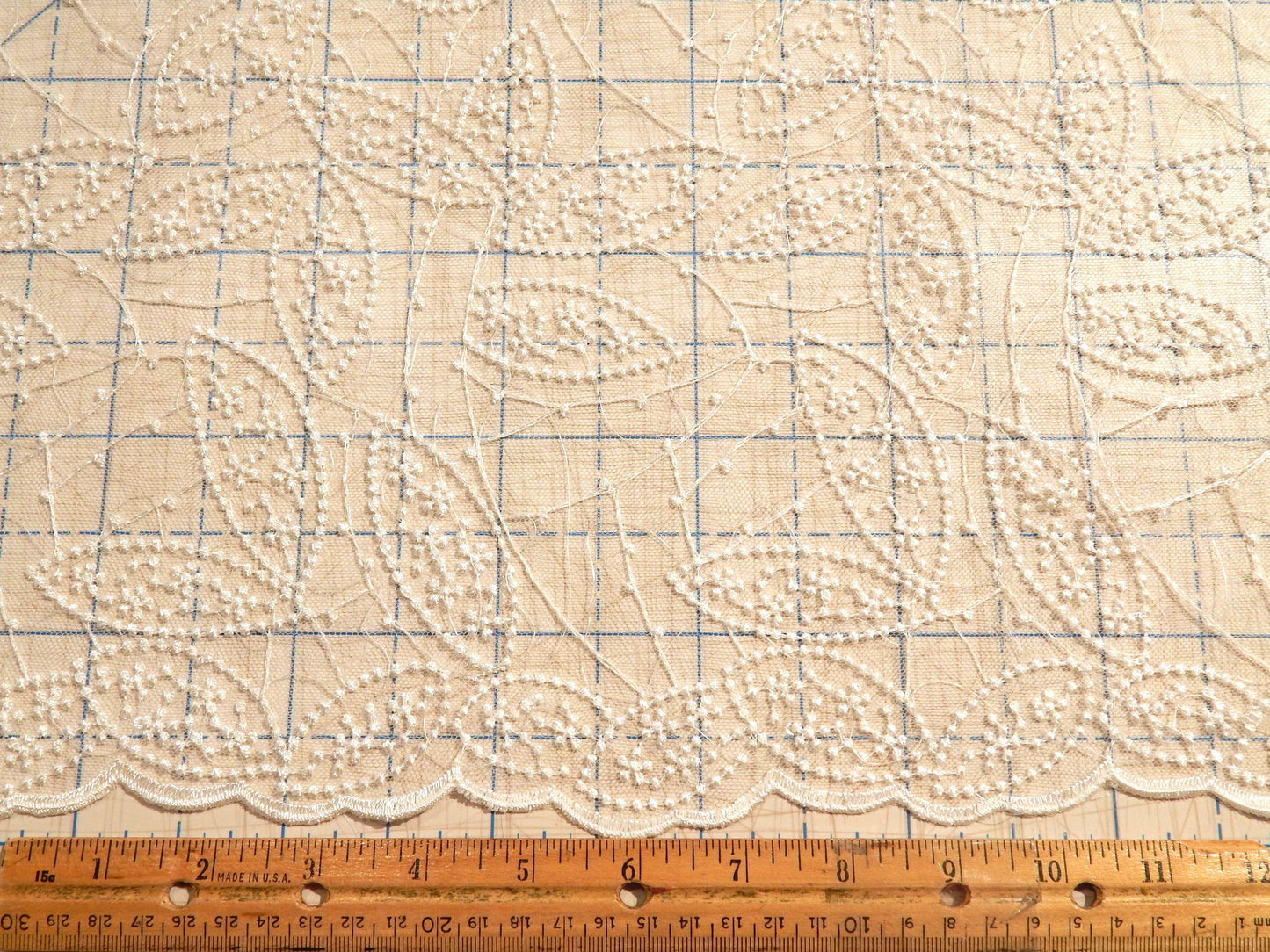 Ivory Leaf Embroidered Sequined Lace - Telio