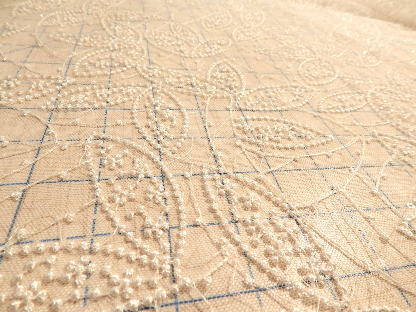 telio leafy embroidery sequined white bridal lace fabric