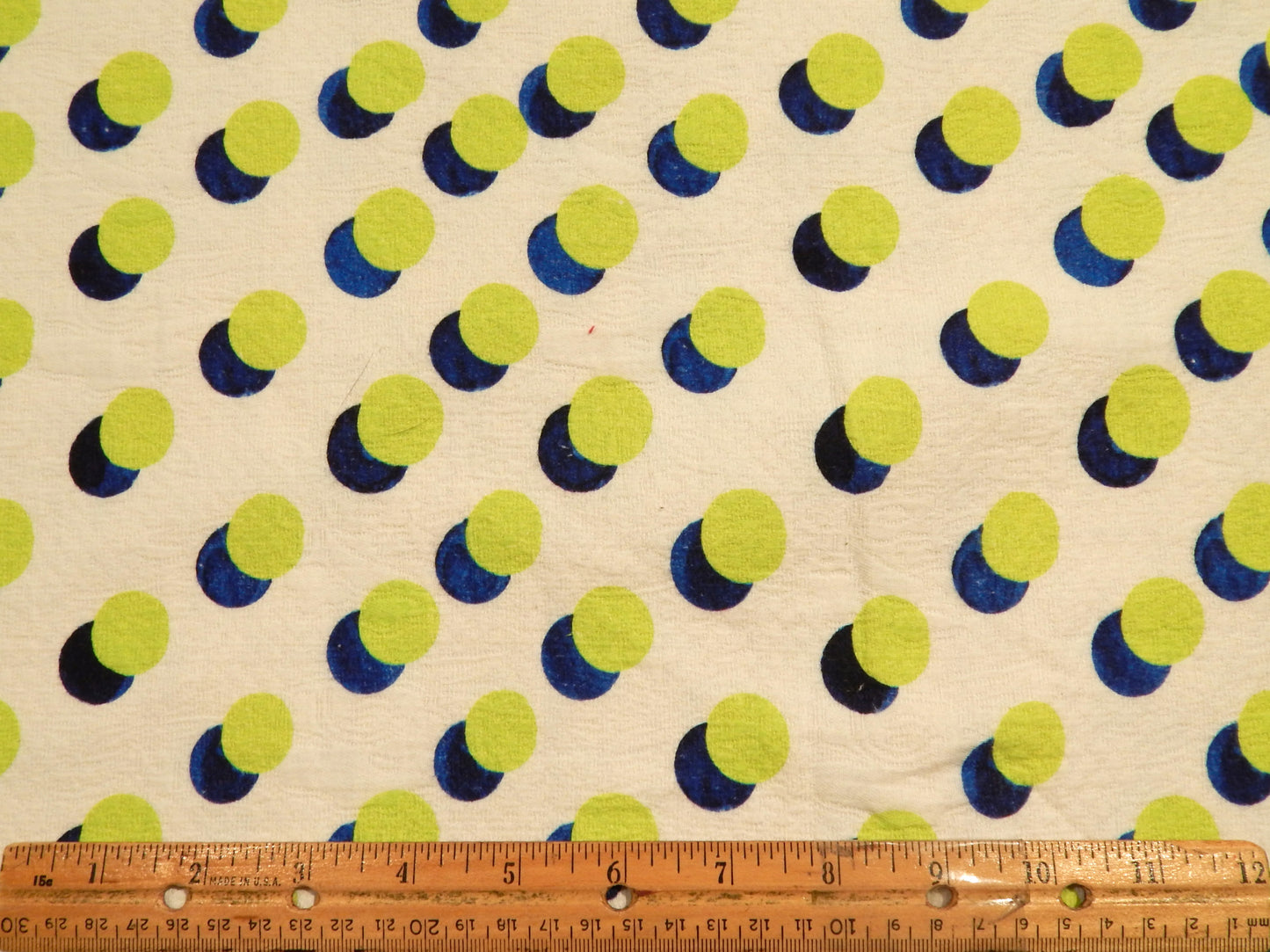 Mod Green & Blue Polka Dots Linen/Cotton Blend