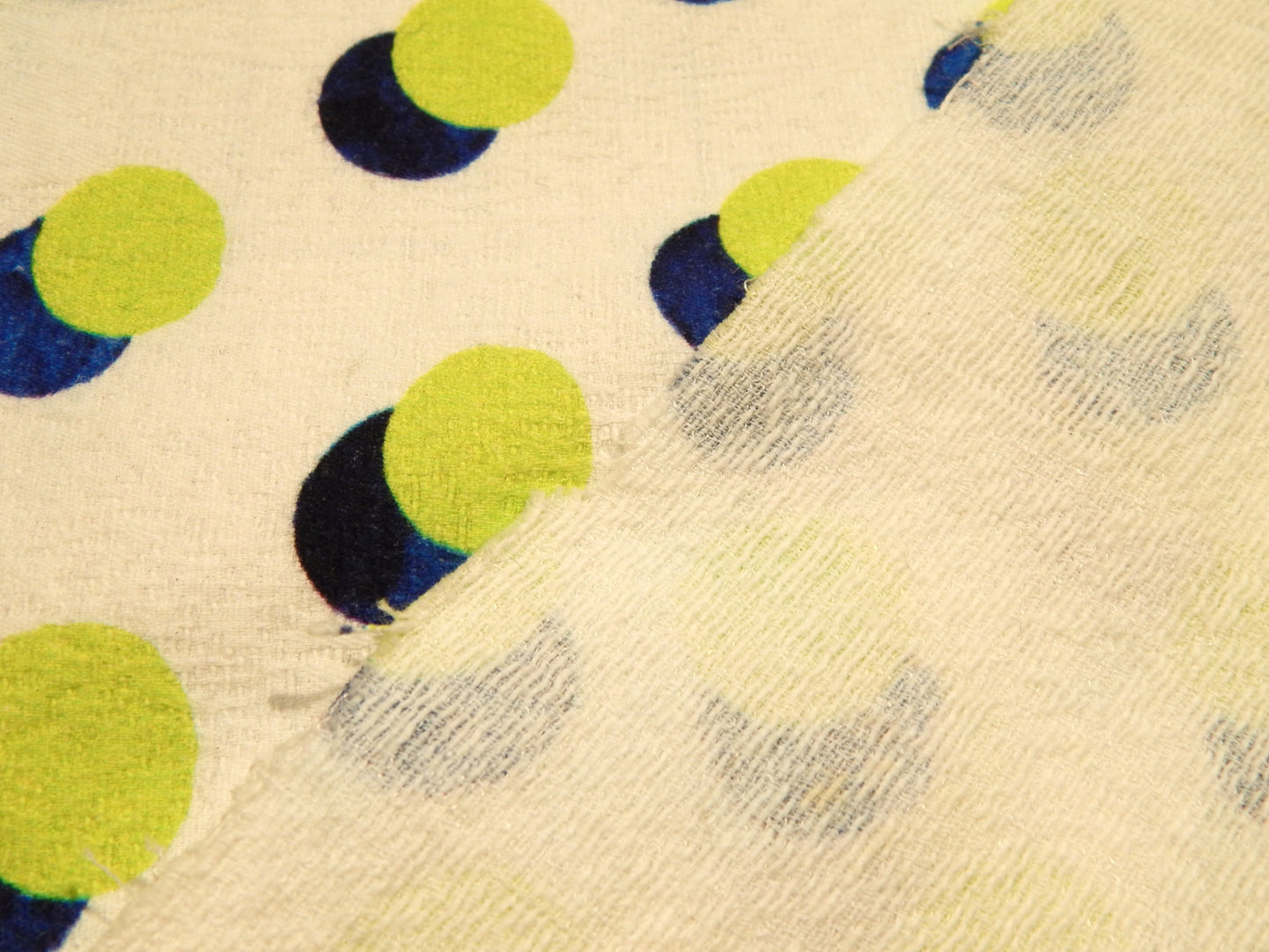 Mod Green & Blue Polka Dots Linen/Cotton Blend