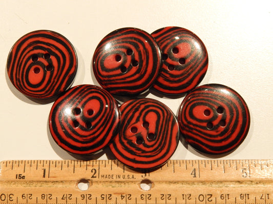 Black and Red Tree Ringed Large Buttons