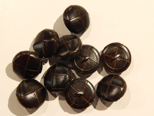 Antique Brown Woven Leather Shank Buttons