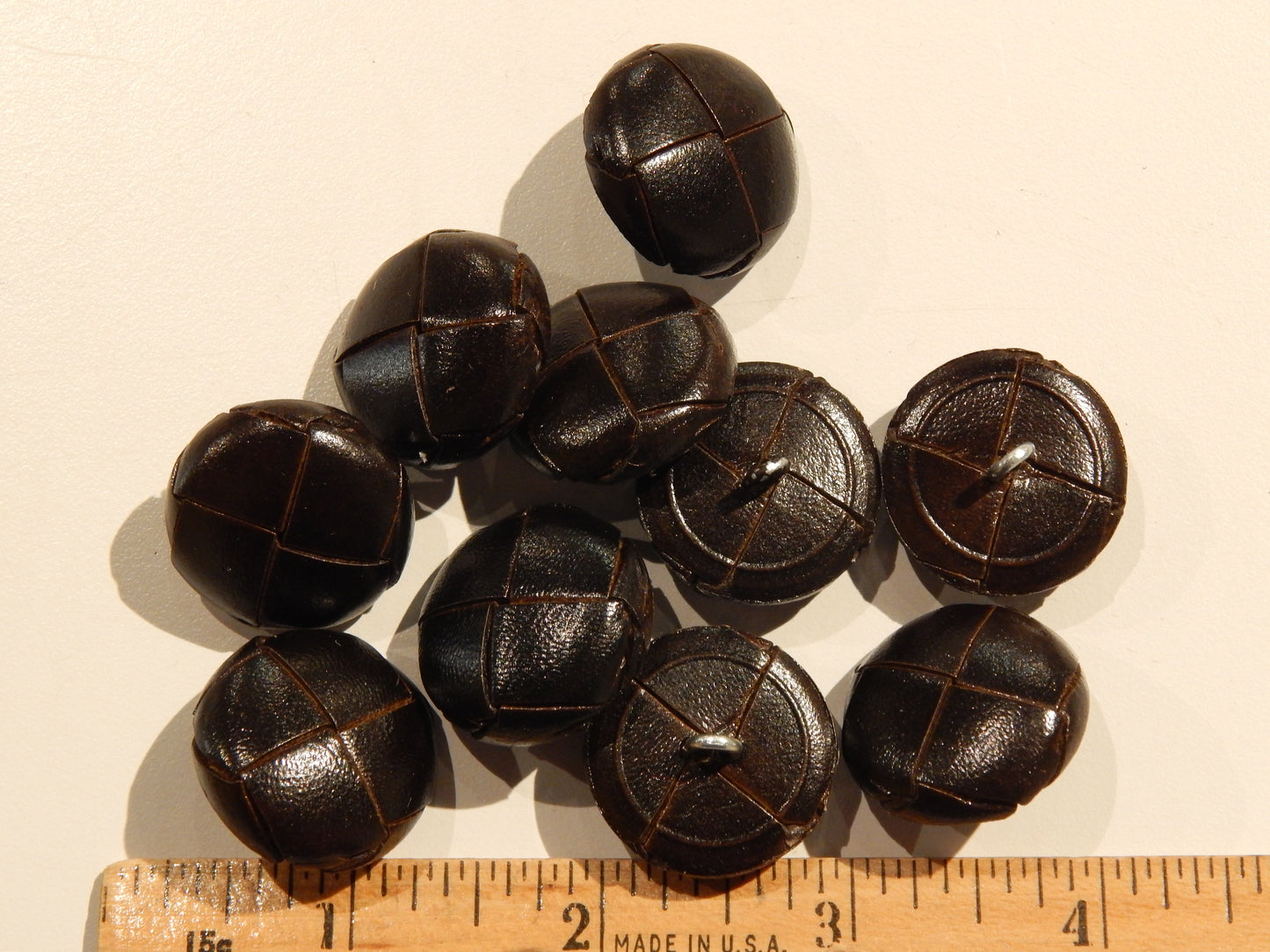 Antique Brown Woven Leather Shank Buttons