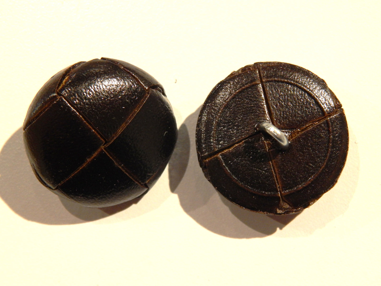 Antique Brown Woven Leather Shank Buttons