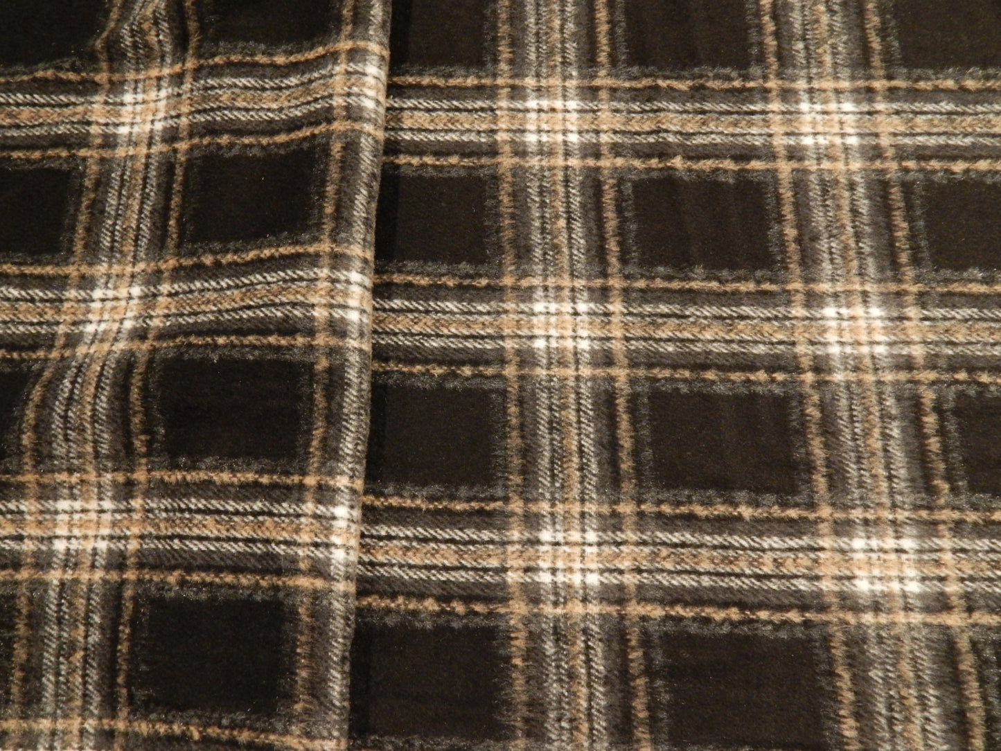 Black, Cream, and Brown Fleeced Flannel - Telio