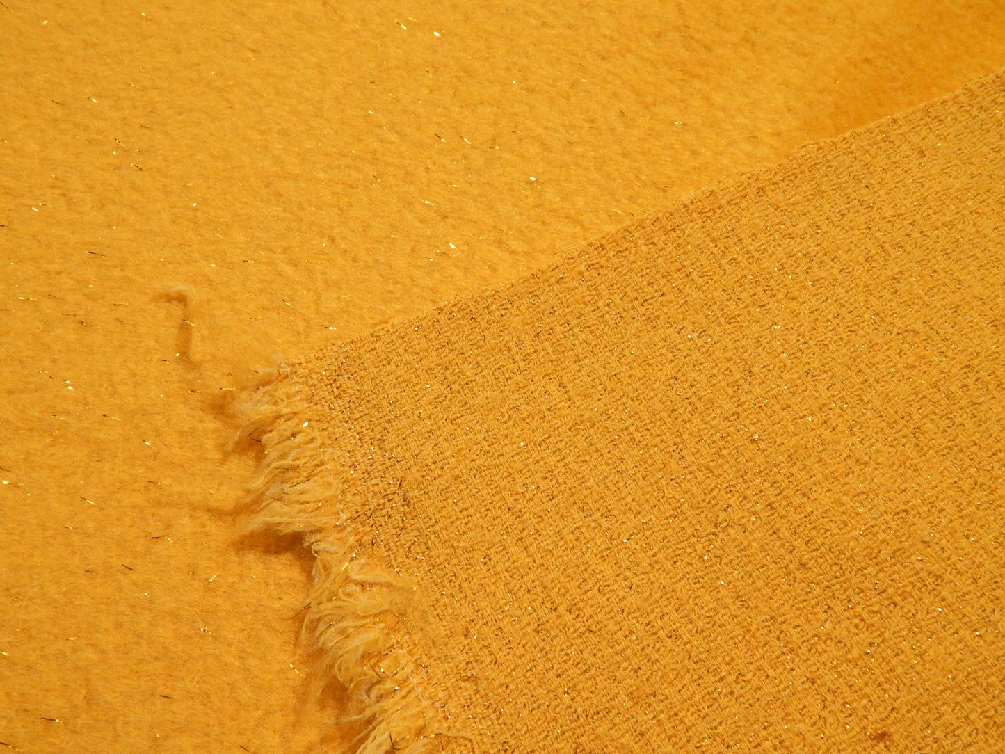 Golden Metallic Brushed Boucle Wool Blend