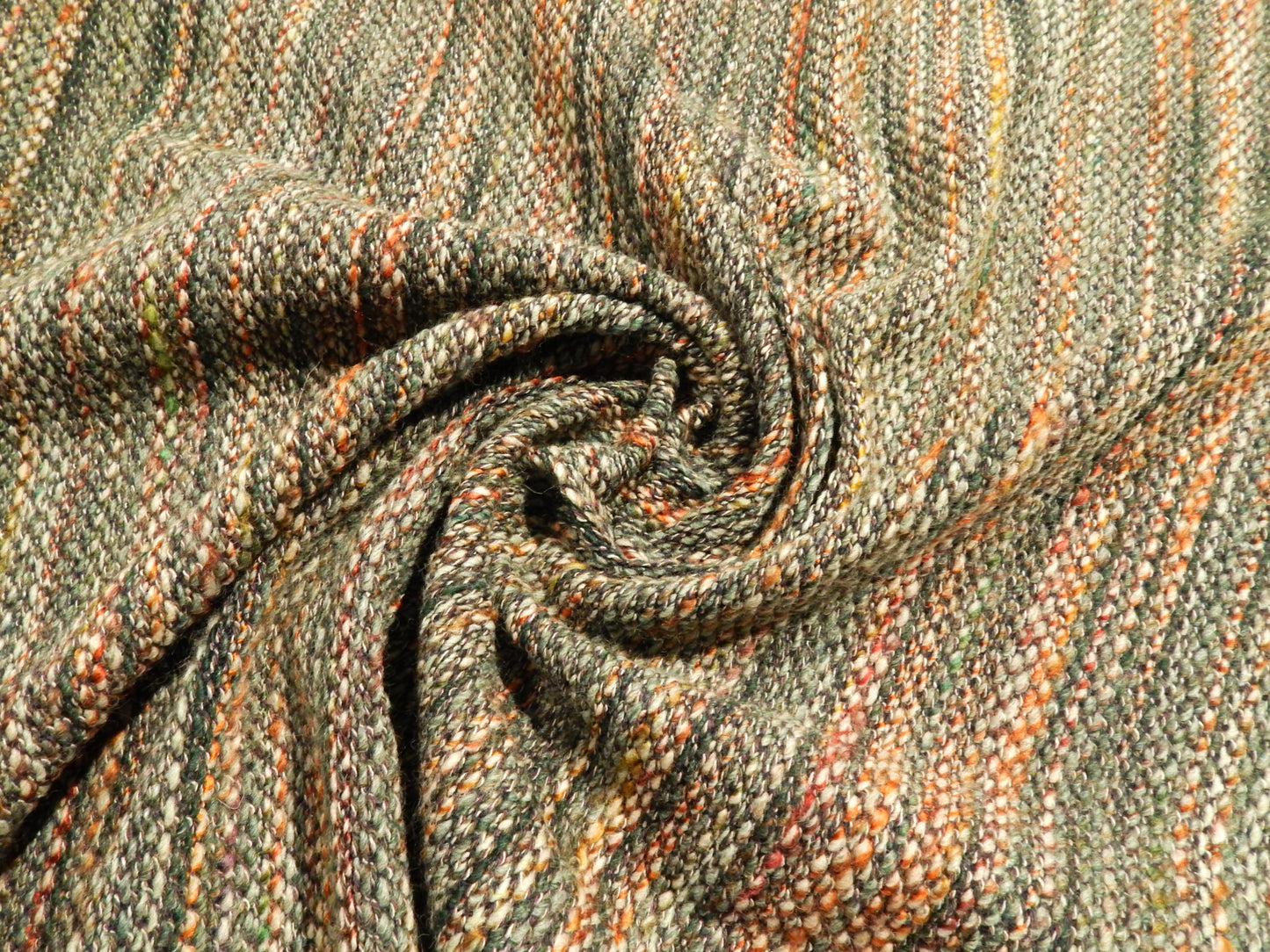 chunky wool sweater knit deadstock fabric blue orange green
