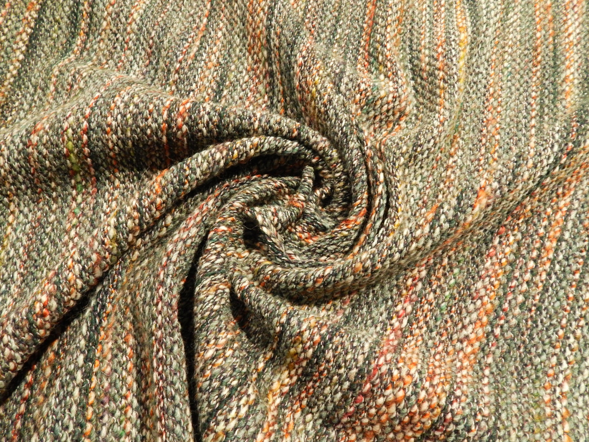chunky wool sweater knit deadstock fabric blue orange green
