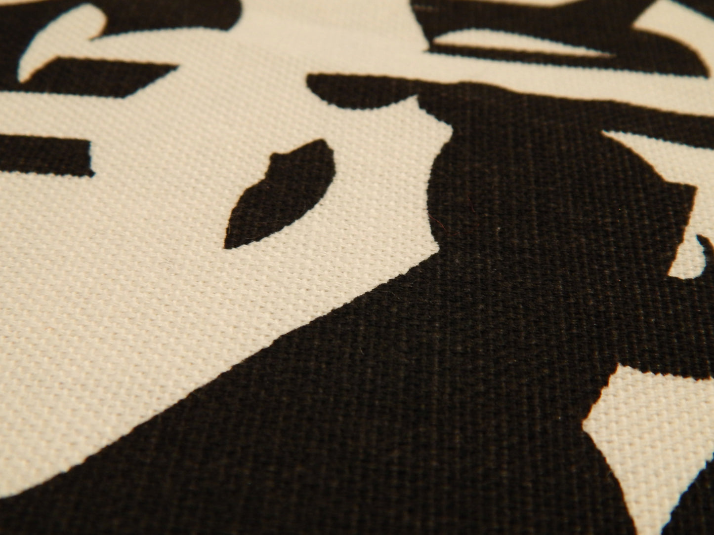 Black and White Abstract Floral Cotton Canvas