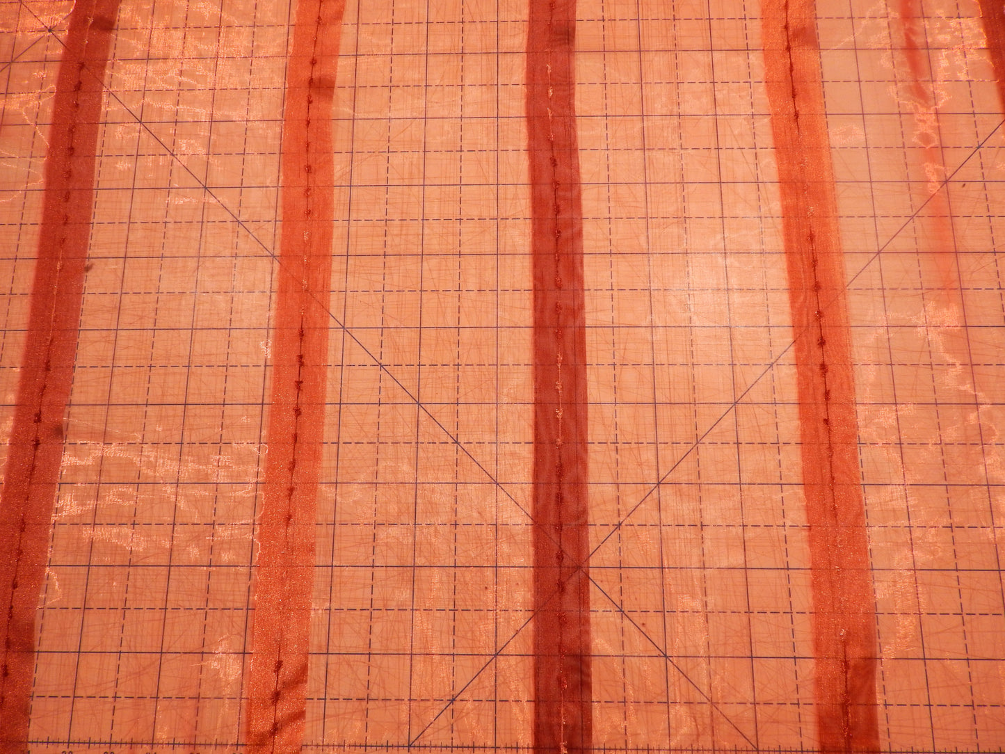 Red Ribbon Stripe Organza - 60"