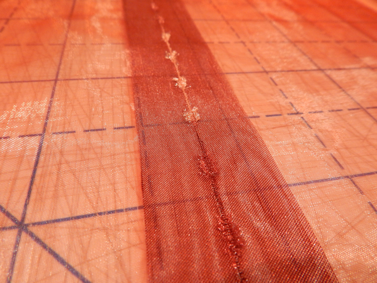 Red Ribbon Stripe Organza - 116"