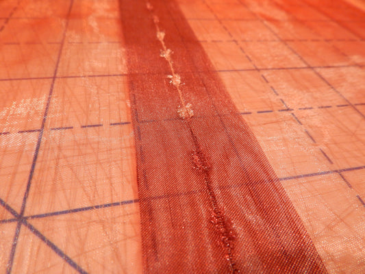 Red Ribbon Stripe Organza - 60"