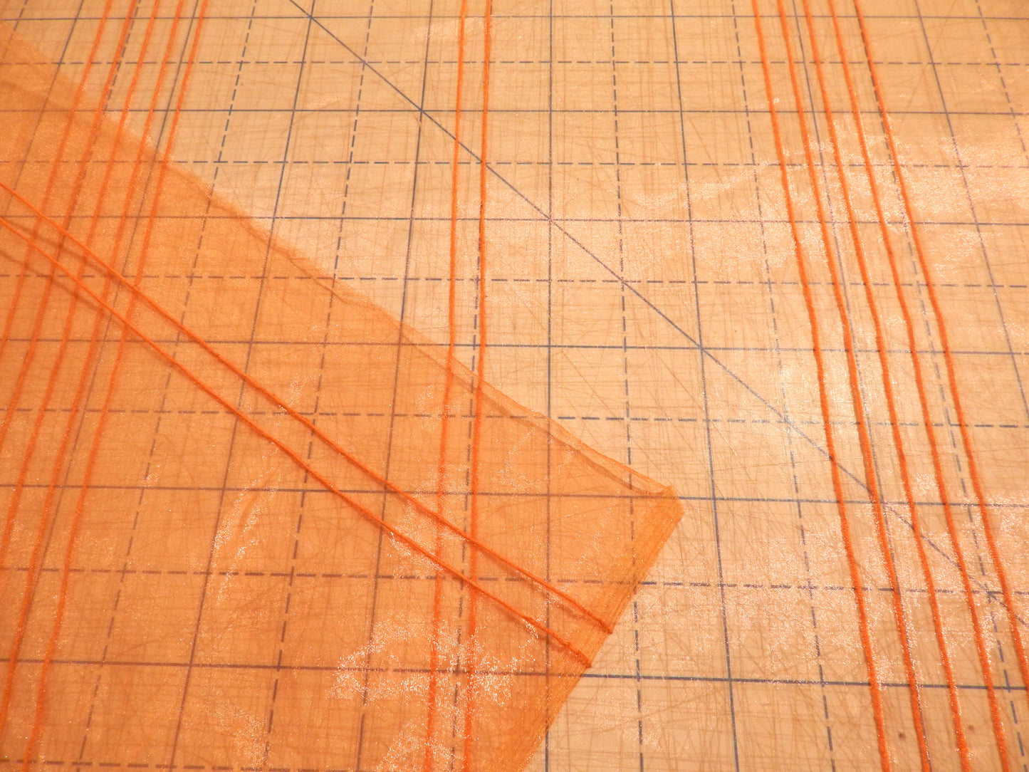 Orange Little Stripes Organza