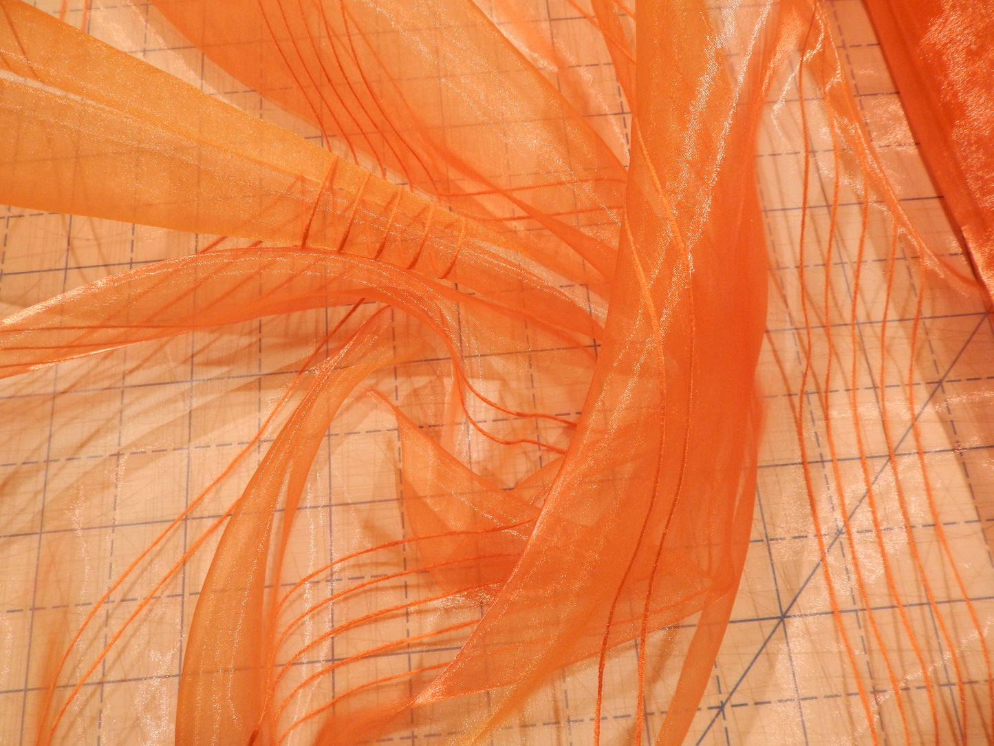 Orange Little Stripes Organza