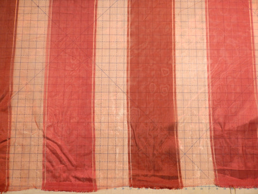 Maroon and Red Wide Stripe Organza