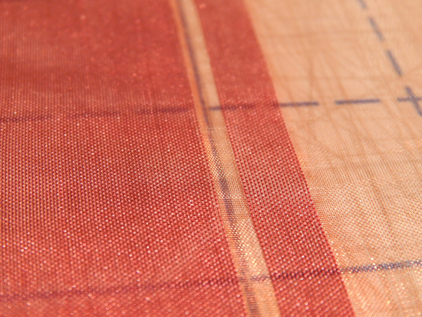 Maroon and Red Wide Stripe Organza