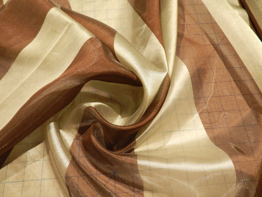 Brown and Sage Wide Stripe Organza