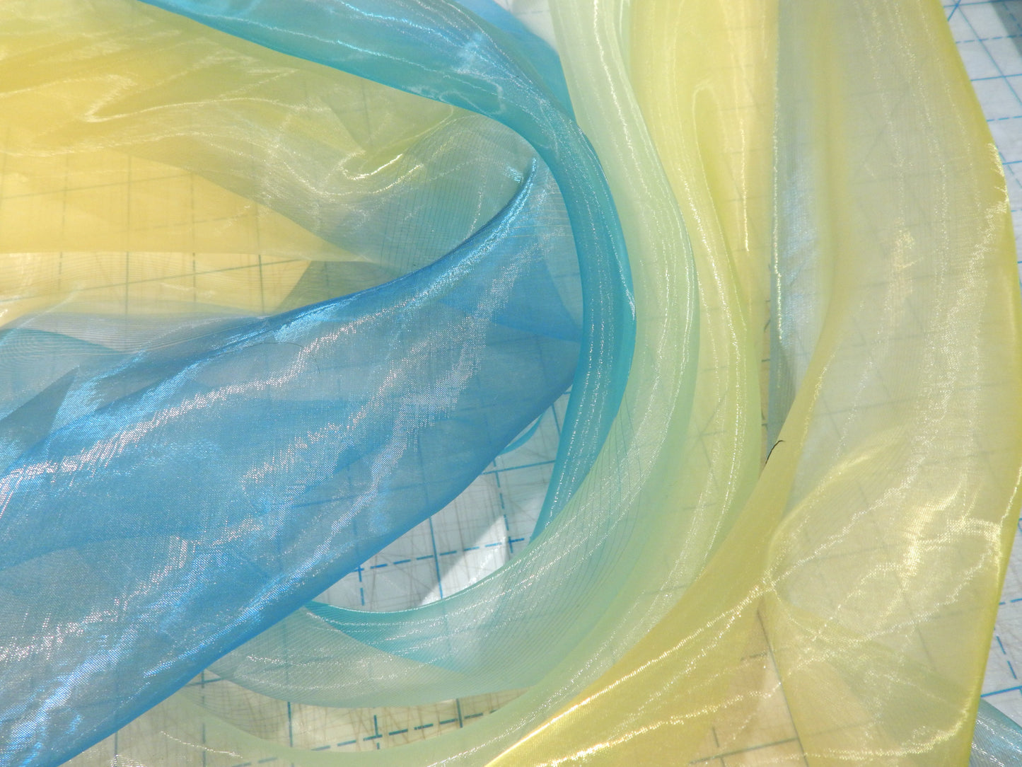Iridescent Blue/Green Ombre Organza
