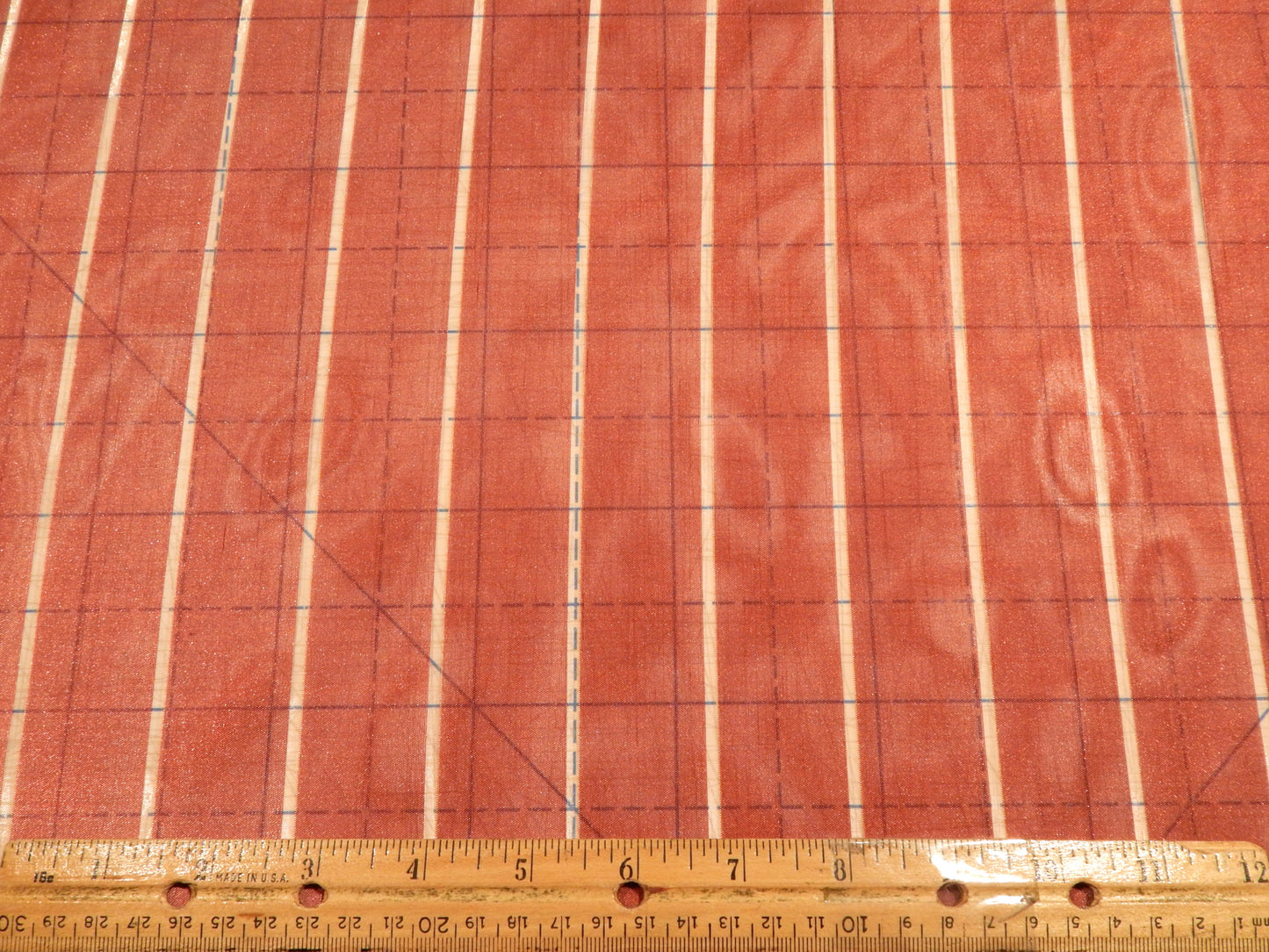 Mulled Red and Gold Stripe Organza