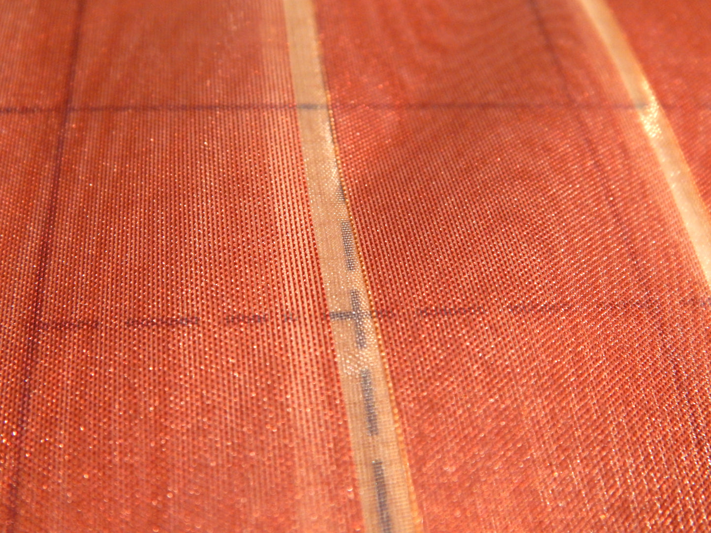 Mulled Red and Gold Stripe Organza