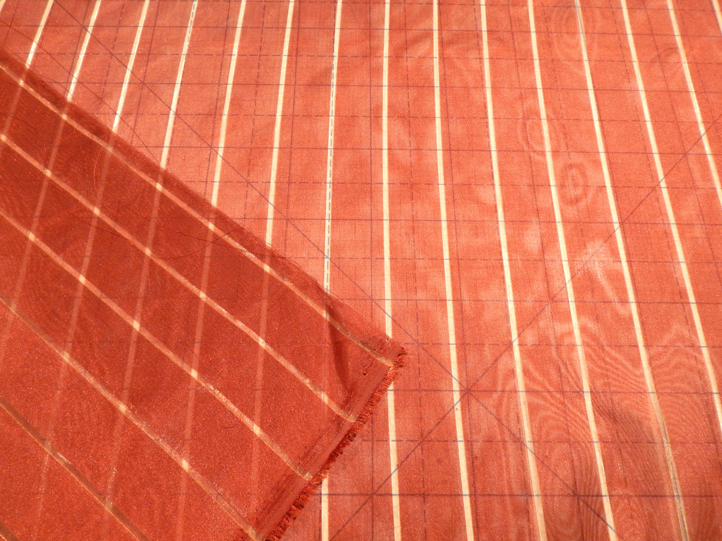 Mulled Red and Gold Stripe Organza