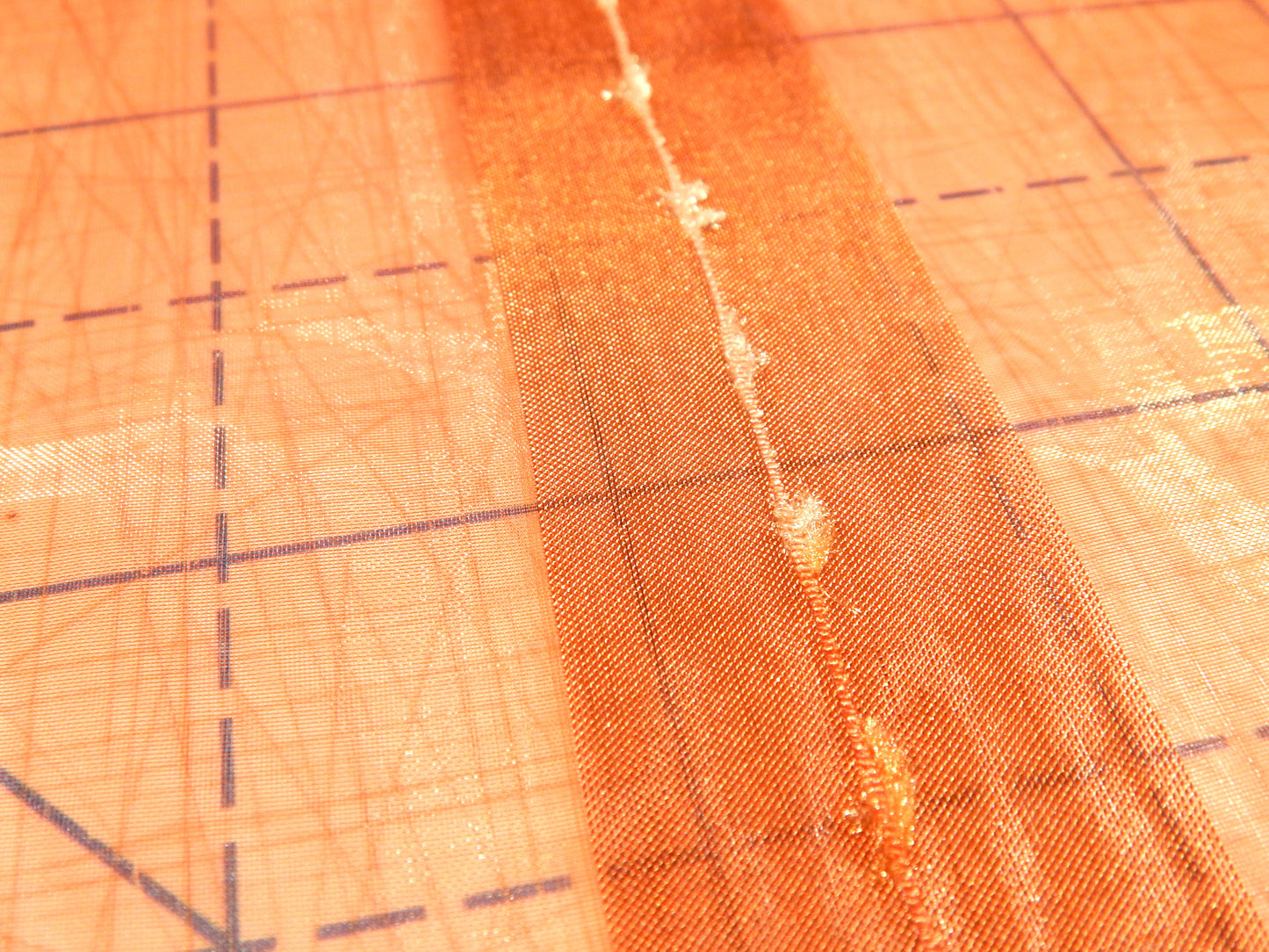 Scarlet Orange Ribbon Stripe Organza
