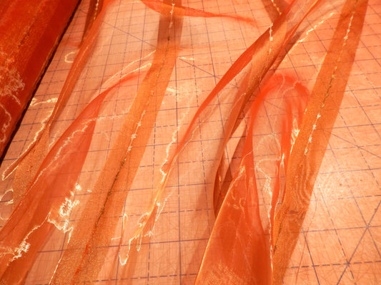 Scarlet Orange Ribbon Stripe Organza