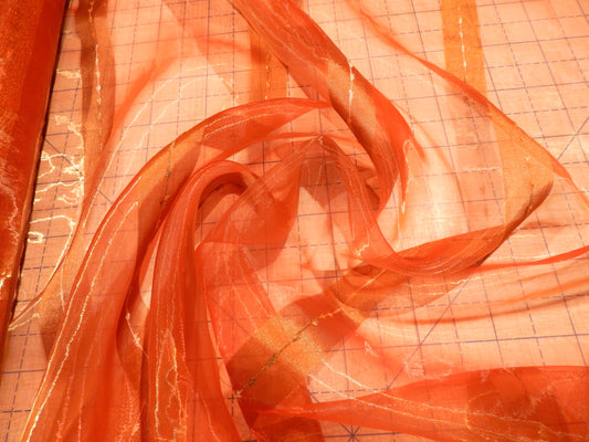 Scarlet Orange Ribbon Stripe Organza
